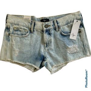 AQUA Kyla Distressed Blue Denim Shorts 28